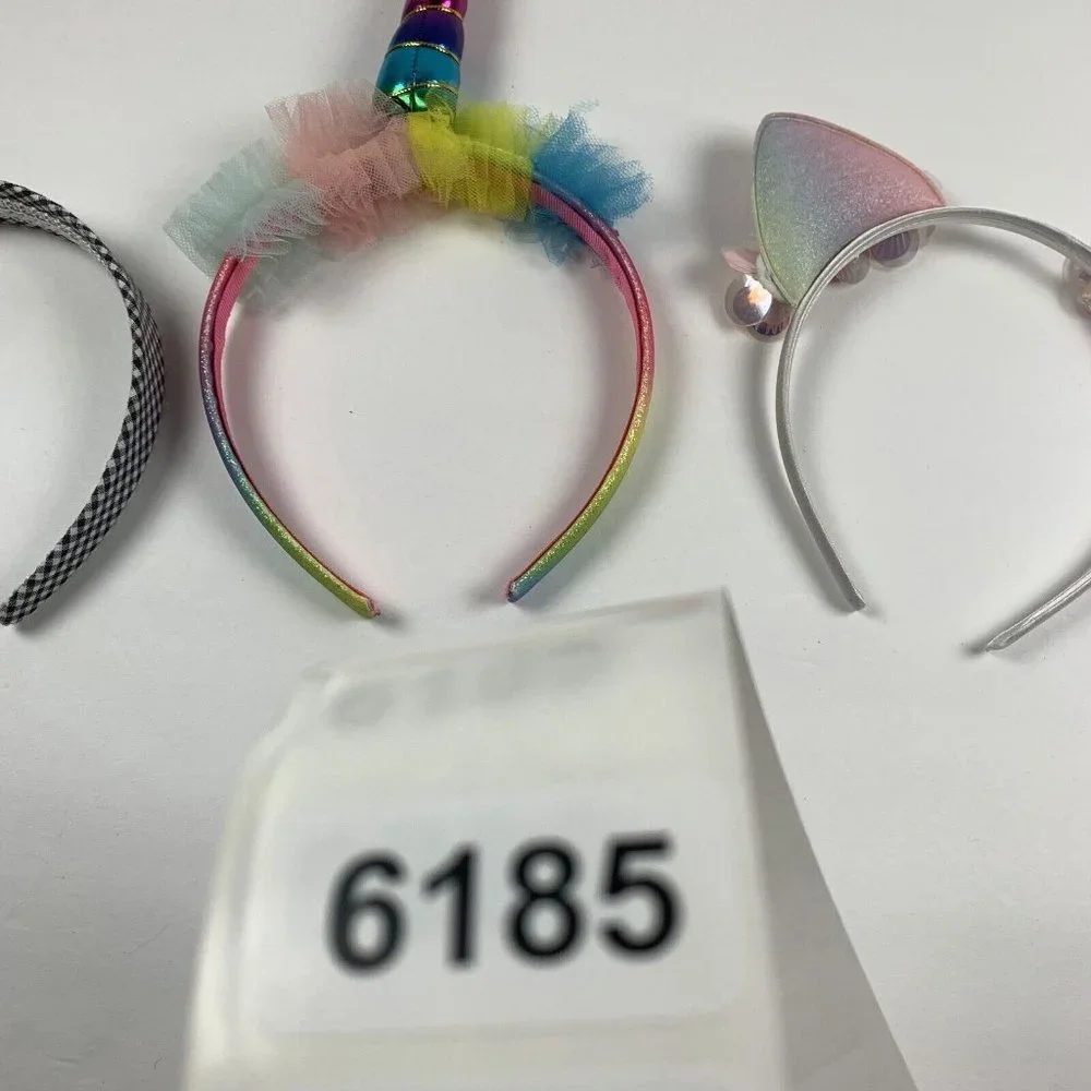 3 Piece Shiny Unicorn Horn Rainbow Elastic Cat Glamour‎ Headband Catchers 6185